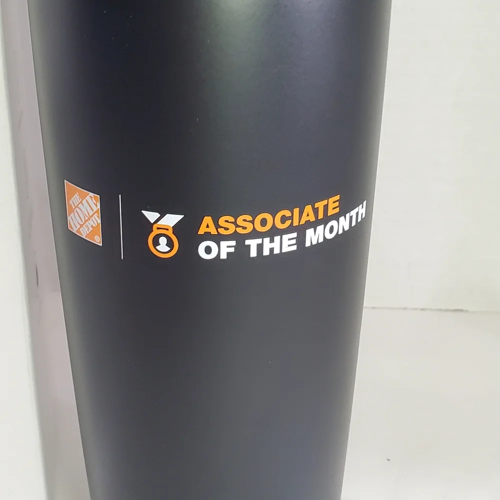 Home Depot 20 OZ Orange Logo on Black Tumbler ASSOCIATE of the MONTH